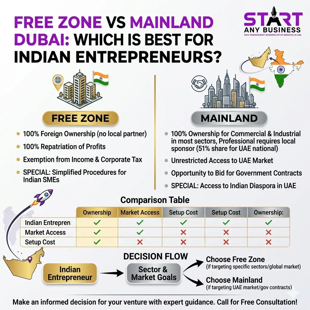 Free Zone vs Mainland Dubai: Which Is Best for Indian Entrepreneurs?